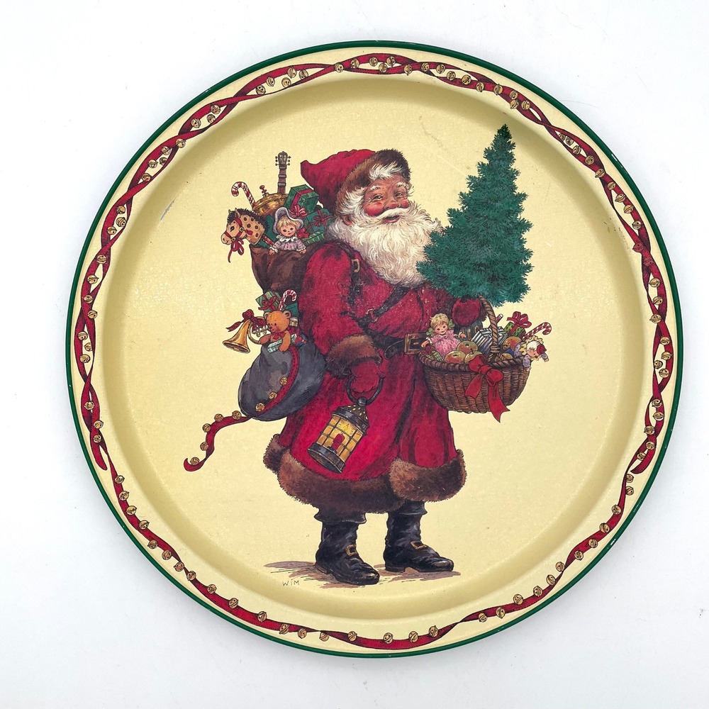 Potpourri Press Serving Tray 1991 Unisex OS Cream Good Vintage Santa WIM Tin